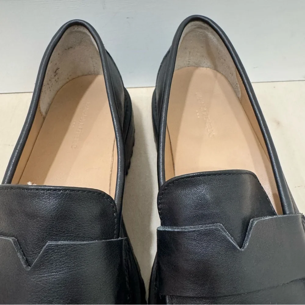 Banana Republic Black Leather Lug Sole Penny Loafers - Picture 5 of 12